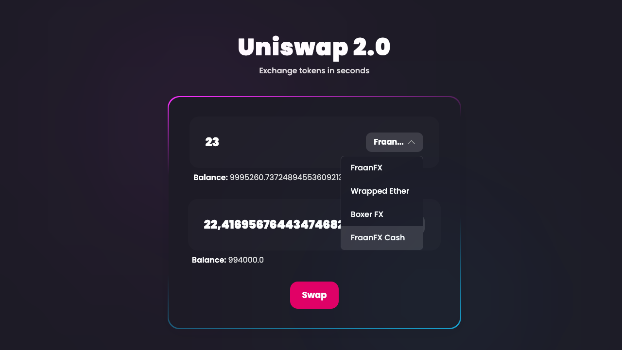 Uniswap website preview